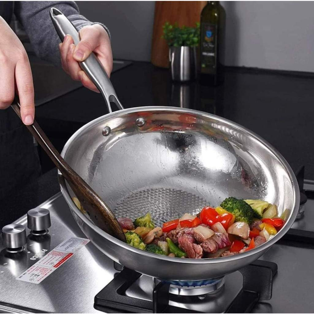 Chảo Sâu Lòng Inox Casani Wokpan, Size 28cm, Cán Chảo To Đầm Tay, Lớp Chống Dính Siêu Bền, Tương Thích Với Mọi Loại Bếp, Nhập Khẩu Đức, Hàng Chính Hãng