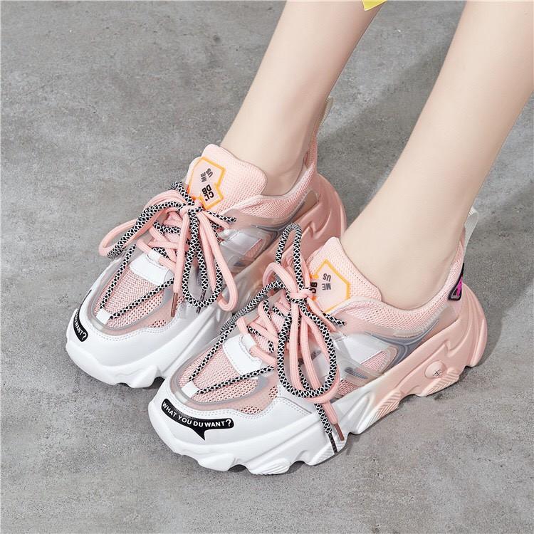 Giày thể thao nữ - giày sneaker nữ độn đế 2 dây gót màu siêu đẹp