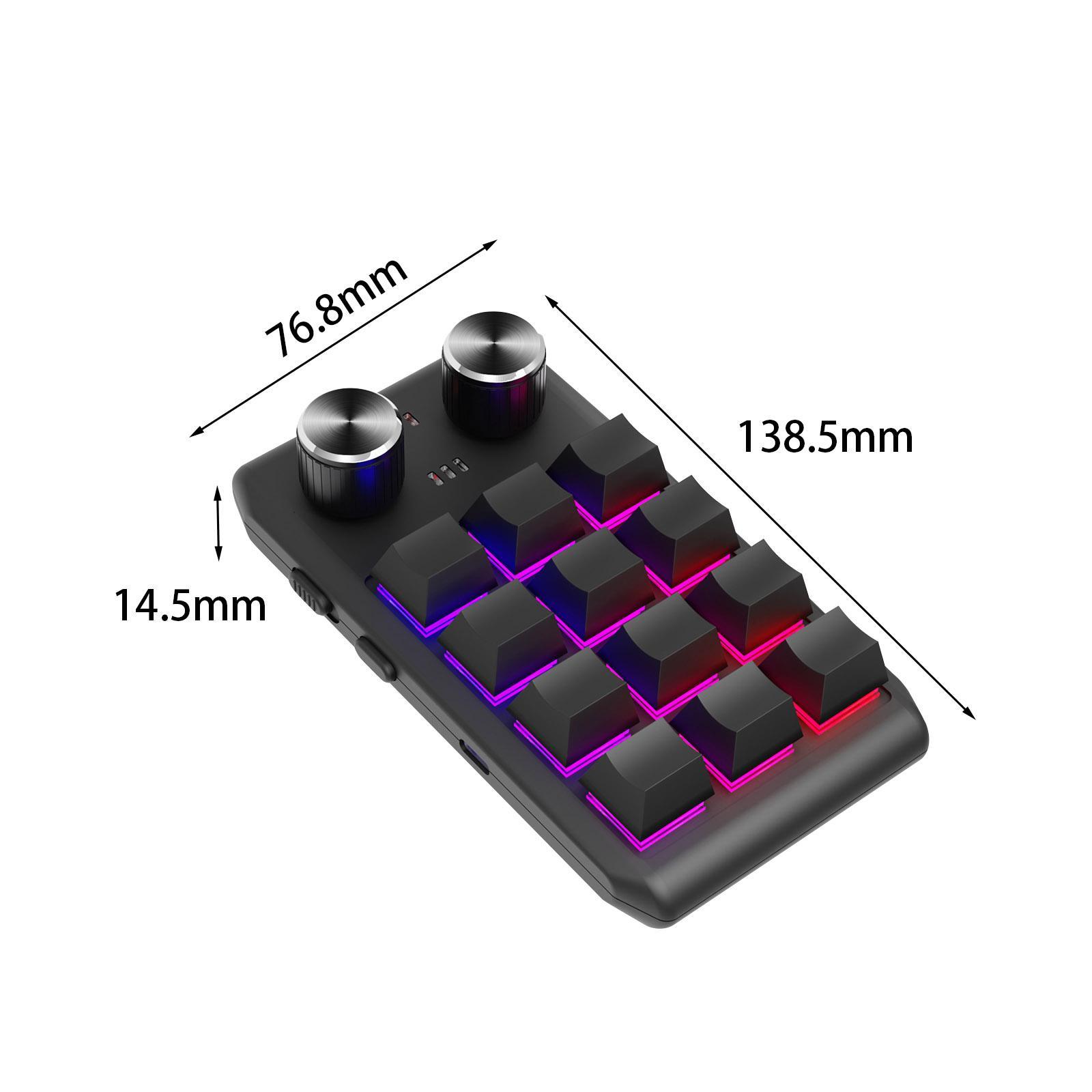 Mechanical Keyboard RGB Non Slip Program Keys 12 Key for  Office