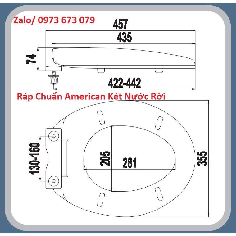 Nắp Bàn Cầu American Két Rời, Nắp Bàn Cầu Ráp Chuẩn Bàn Cầu Amerian, Két Nước Rời.