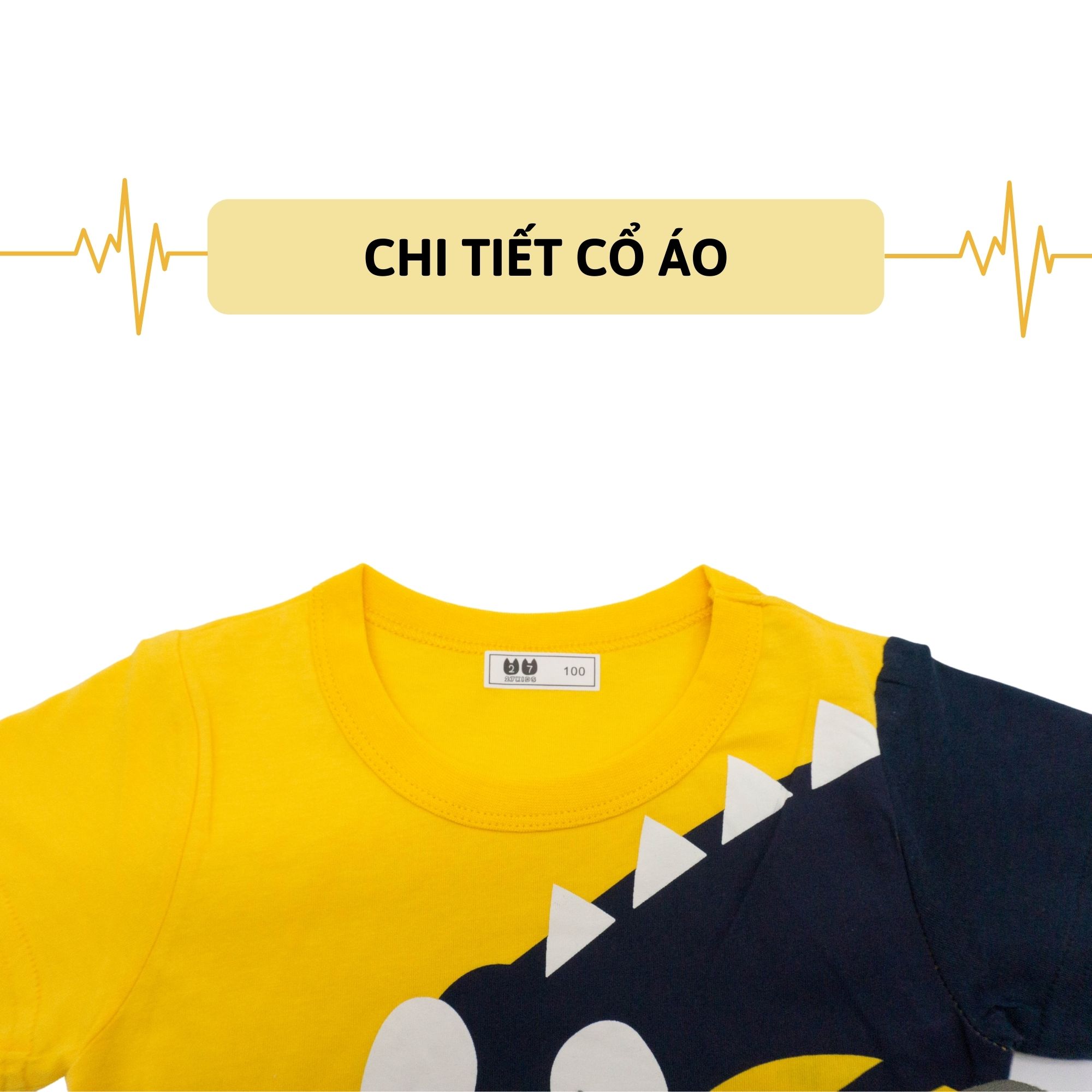 Áo bé trai 27KIDS áo thun cộc tay cho bé DINO ĐEN - S1063