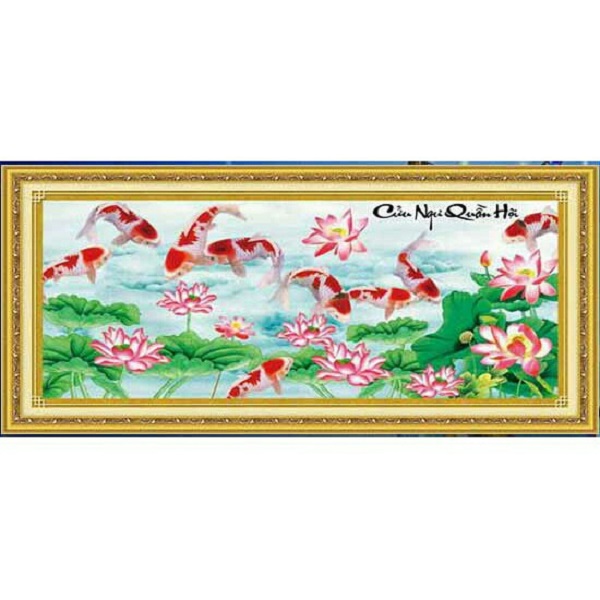 TRANH THÊU CỬU NGƯ QUẦN HỘI 222822 (150×70cm ) chưa thêu