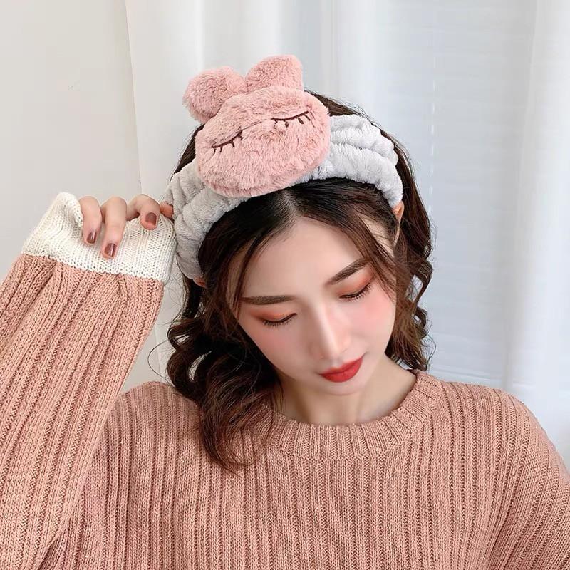 Băng Đô Bờm Cài Tóc Turban Chống Trượt Co Giãn Hình Thỏ Ngủ Siêu Xinh Mainia Shop