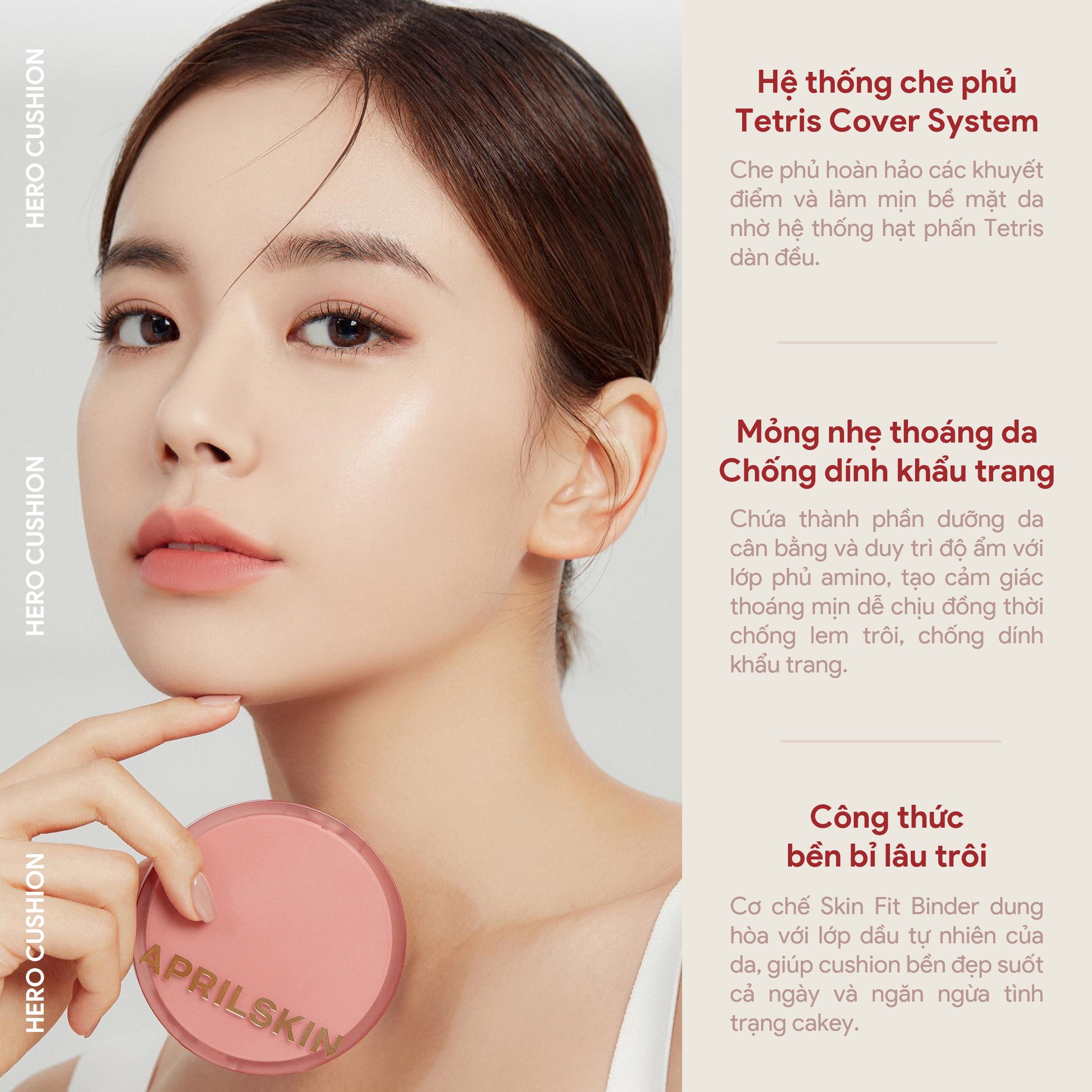  [Tặng Kèm Lõi 12g]Phấn Nước Che Phủ Hoàn Hảo, Mịn Lì, Lâu Trôi APRILSKIN Hero Cushion SPF 50+/PA ++++ 12g