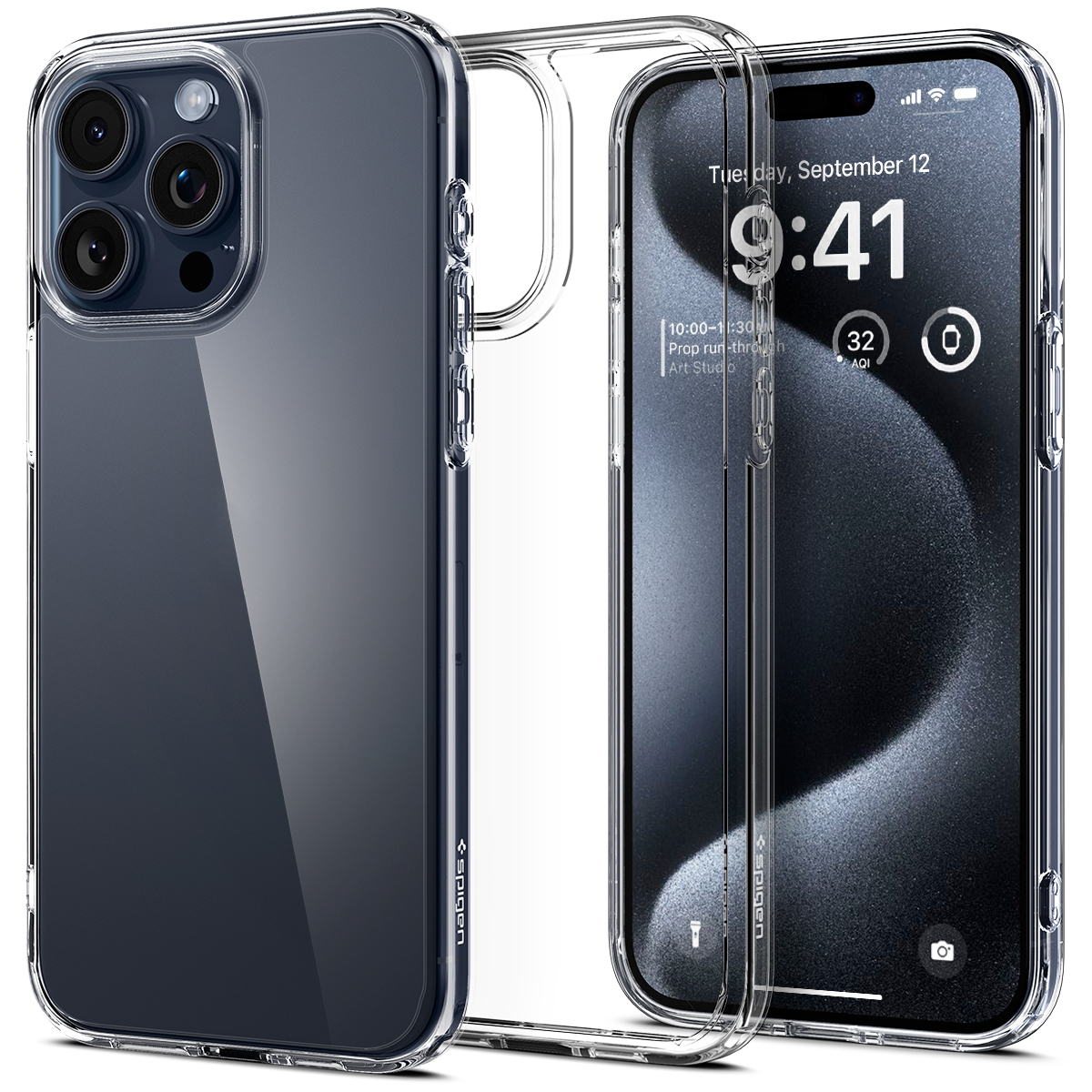 Ốp Lưng dành cho iPhone 15 Pro Max Spigen Ultra Hybrid Crystal Clear Case - Hàng Chính Hãng