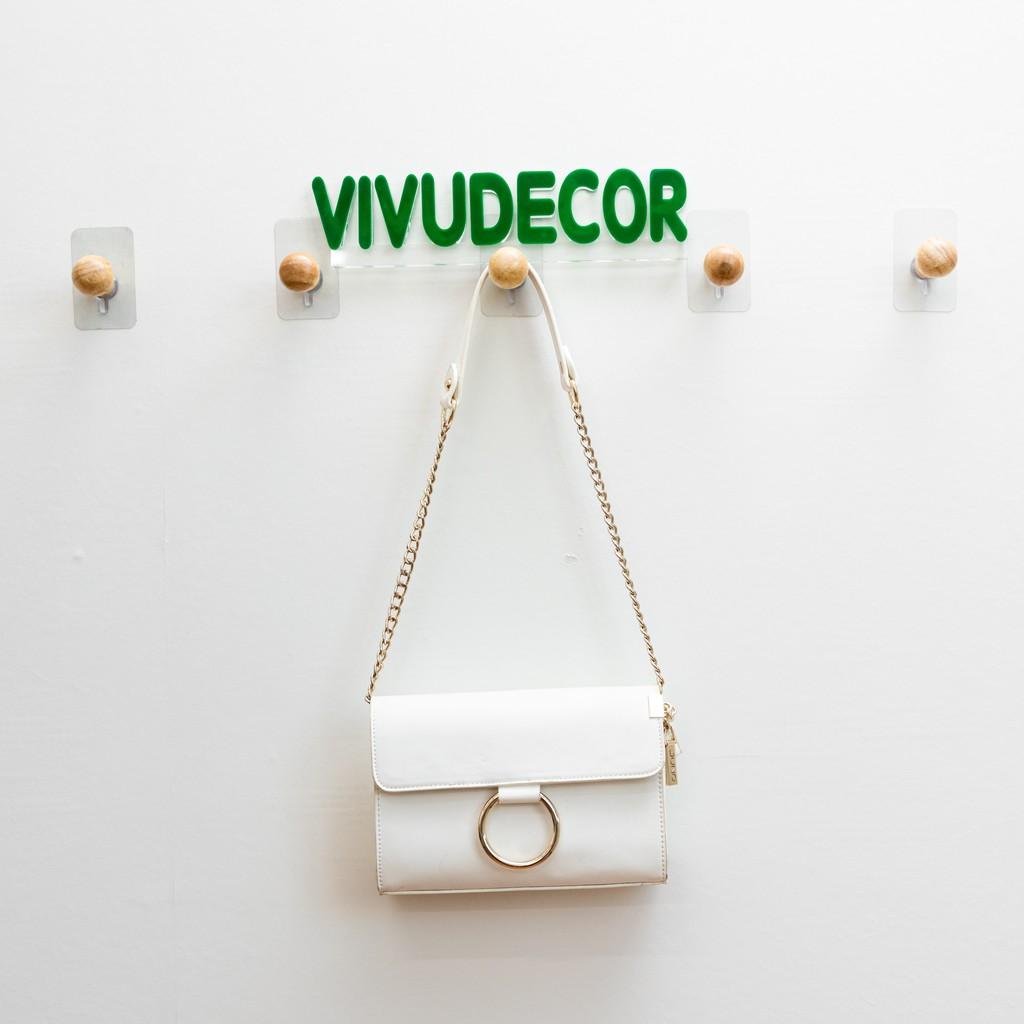 Móc Gỗ Tròn Vivudecor Treo Tường Đa Năng Vừa Dán Vừa Khoan Bắt Vít, Móc Treo Đồ Dùng Siêu Chịu Lực, Siêu Tiện Ích