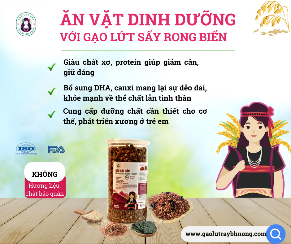 Gạo lứt sấy rong biển Hộp 200g – Cô gái BH.NÔNG