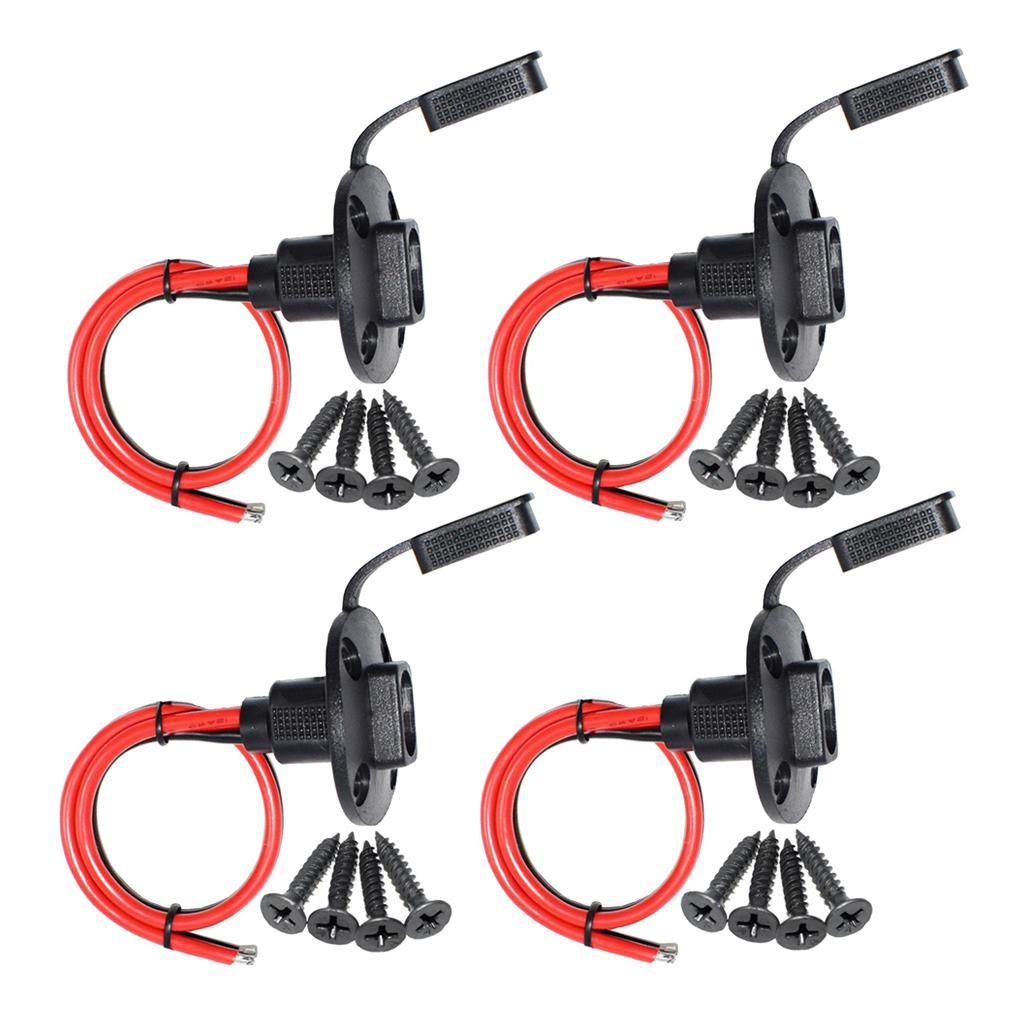 4 Pieces Solar 30cm SAE Socket Sidewall Port Cable Connector with 4 Screws