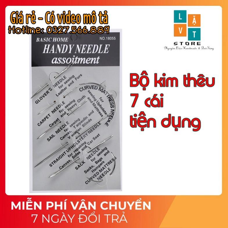 Bộ 7 kim khâu đa năng, chuyên nghiệp. Có kim cong để làm đồ thủ công, móc bao bố