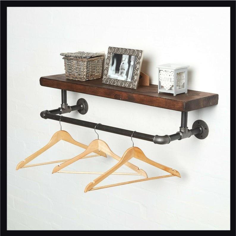 Kệ treo tường ống nước vintage, kệ ống nước cao cấp kiêm giá treo quần áo decor trang trí đẹp