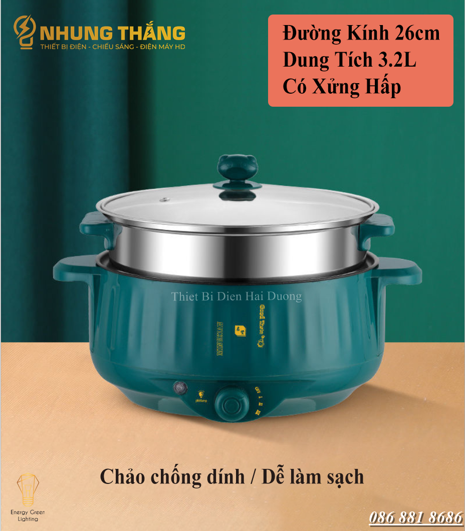 Nồi Lẩu Mini Cắm Điện Đa Năng MX-22A ; MX-26A - Lớp Chống Dính - Phù hợp 2-4 Thành Viên - Tặng Kèm Xửng Hấp - Có Video