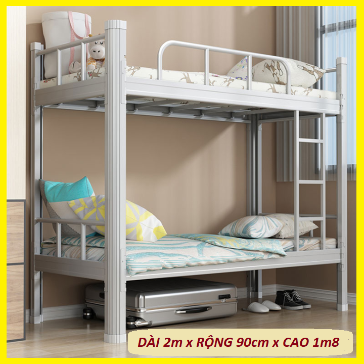 Giường Tầng Thép Cường Lực Cao Cấp - Giường 2 Tầng 200cm x 90cm Đa Năng, Khung Thép Chịu Lực Chống Gỉ, Giường Tầng Sinh Viên, Giường Ngủ 2 Tầng Cao Cấp