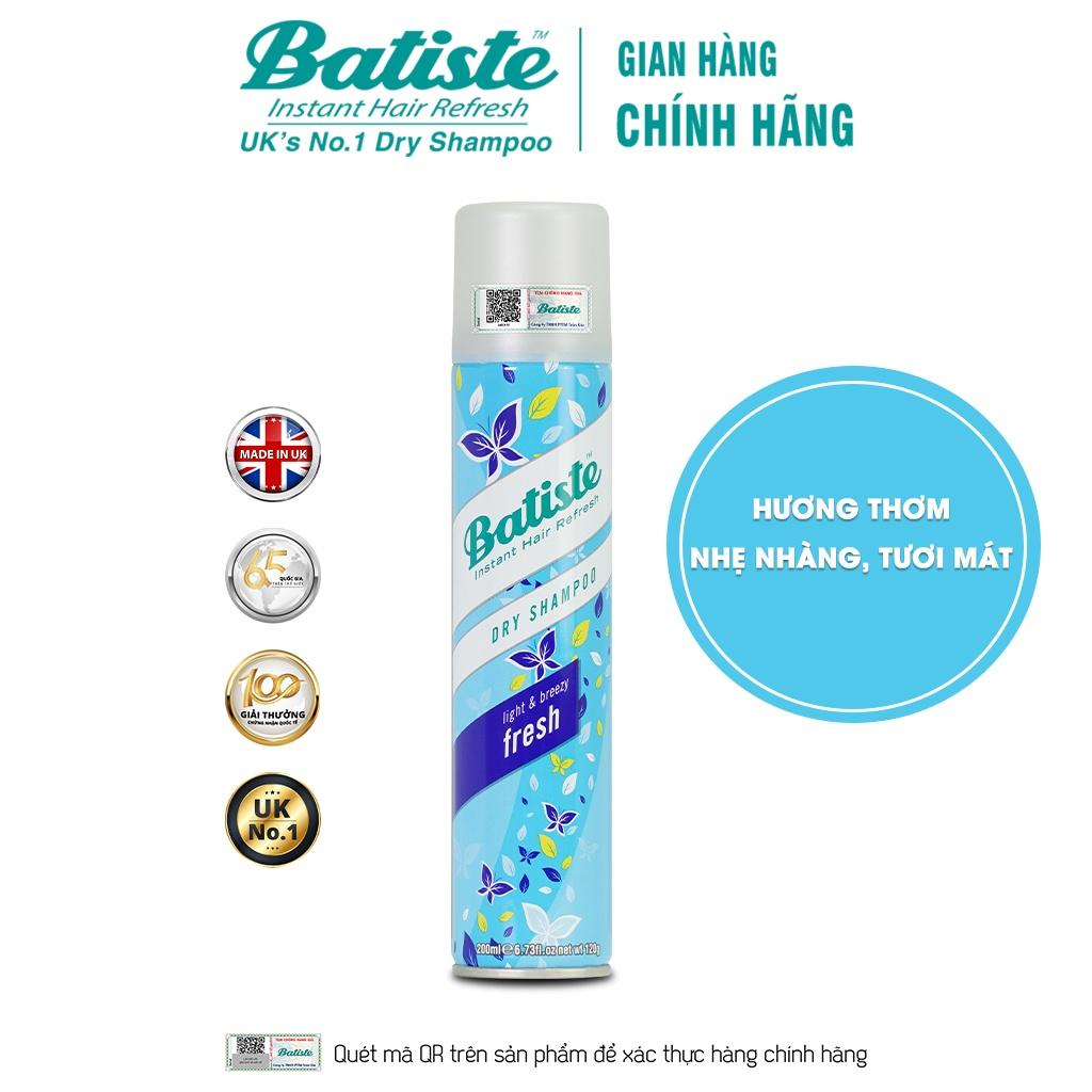 Dầu Gội Khô Batiste Tươi Mát Tức Thì - Batiste Dry Shampoo Light &amp; Breezy Fresh 200ml