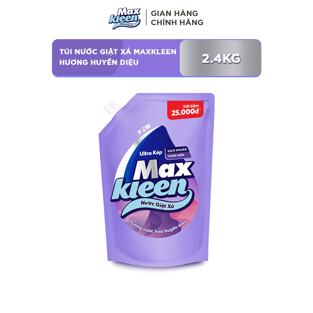 Túi Nước Giặt Xả Maxkleen Hương Nước Hoa Huyền Diệu (2.4kg)