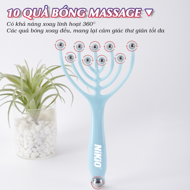 Cây massage đầu bạch tuộc cao cấp Nikio NK-01C - Thiết kế tay cầm lõm, giúp cầm nắm thoải mái và chắc chắn