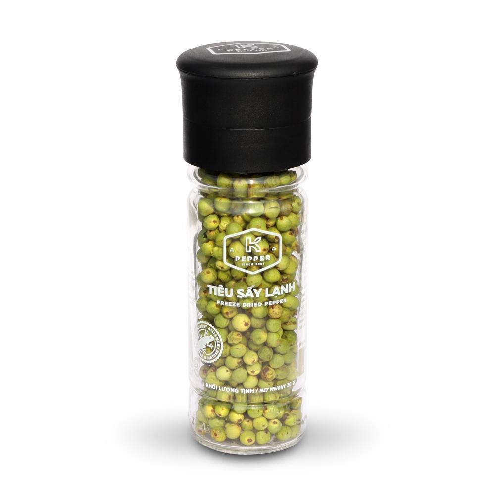 Tiêu xanh sấy lạnh nguyên chất tiệt trùng K Pepper 26g kèm cối xay tiêu