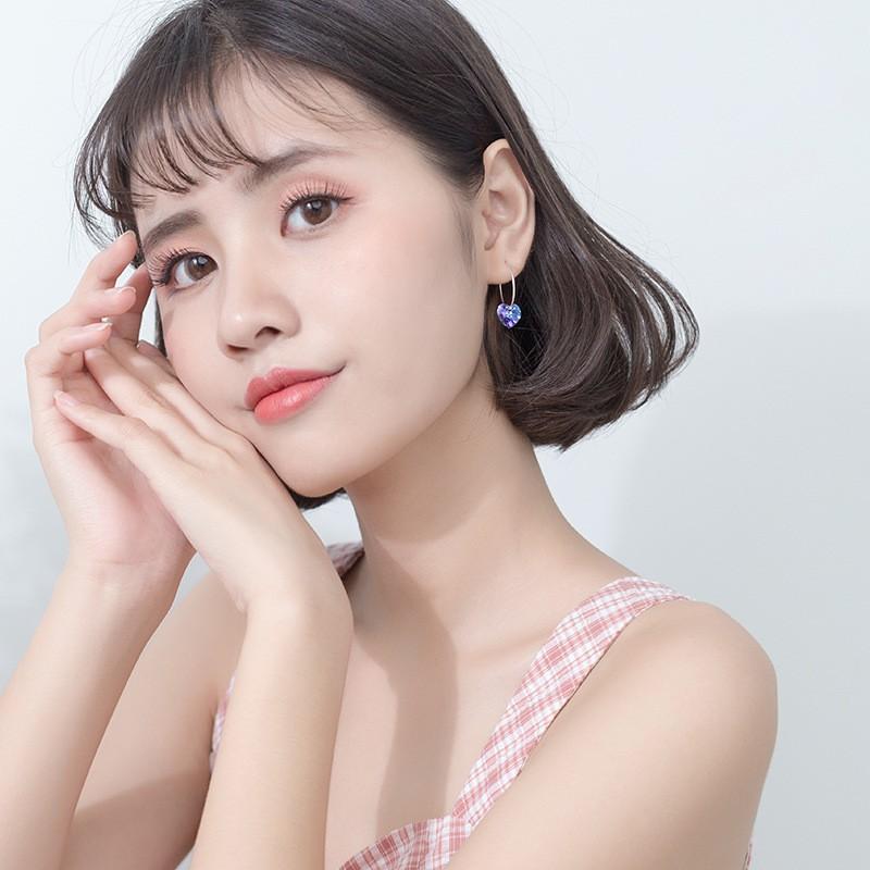 Khuyên tai bạc Ý s925 vòng trái tim đa sắc G0235 - AROCH Jewelry
