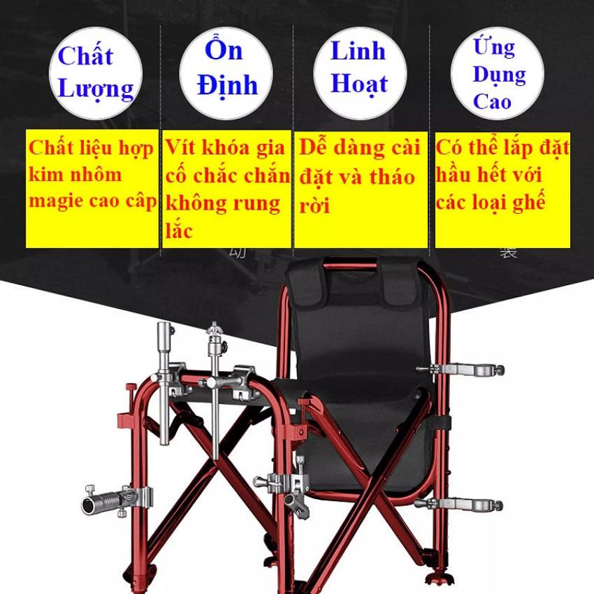 Bộ Pat Gắn Ghế - Pat Rọng Cá - Pat Chống Cần - Pat khay Mồi - Pat Đèn Câu Cá Cao Cấp LK-15 - SANAMI FISHING