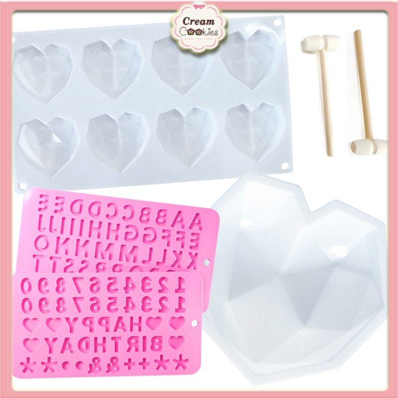 ✿✿✿Khuôn 3D Kim Cương Trái Tim Bằng Silicone Khuôn Làm Bánh Nướng Bánh Xốp Voan Chocolate Mousse