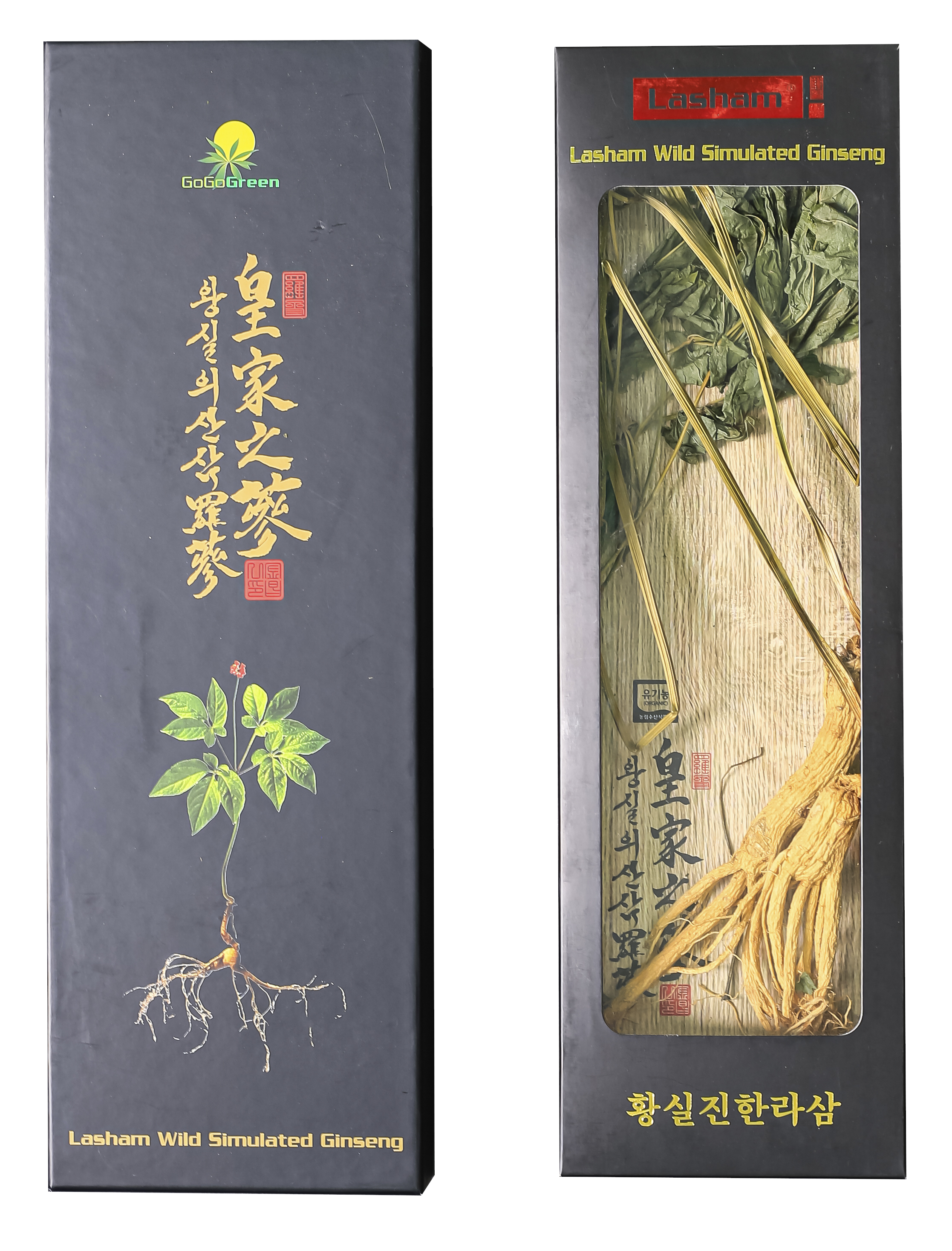 Hộp 2 Cây Sâm Núi Khô Nguyên Bản Lasham Hàn Quốc - 7 Năm Tuổi (lasham Dried Wild Simulated Ginseng -로얄 산삼 라삼)