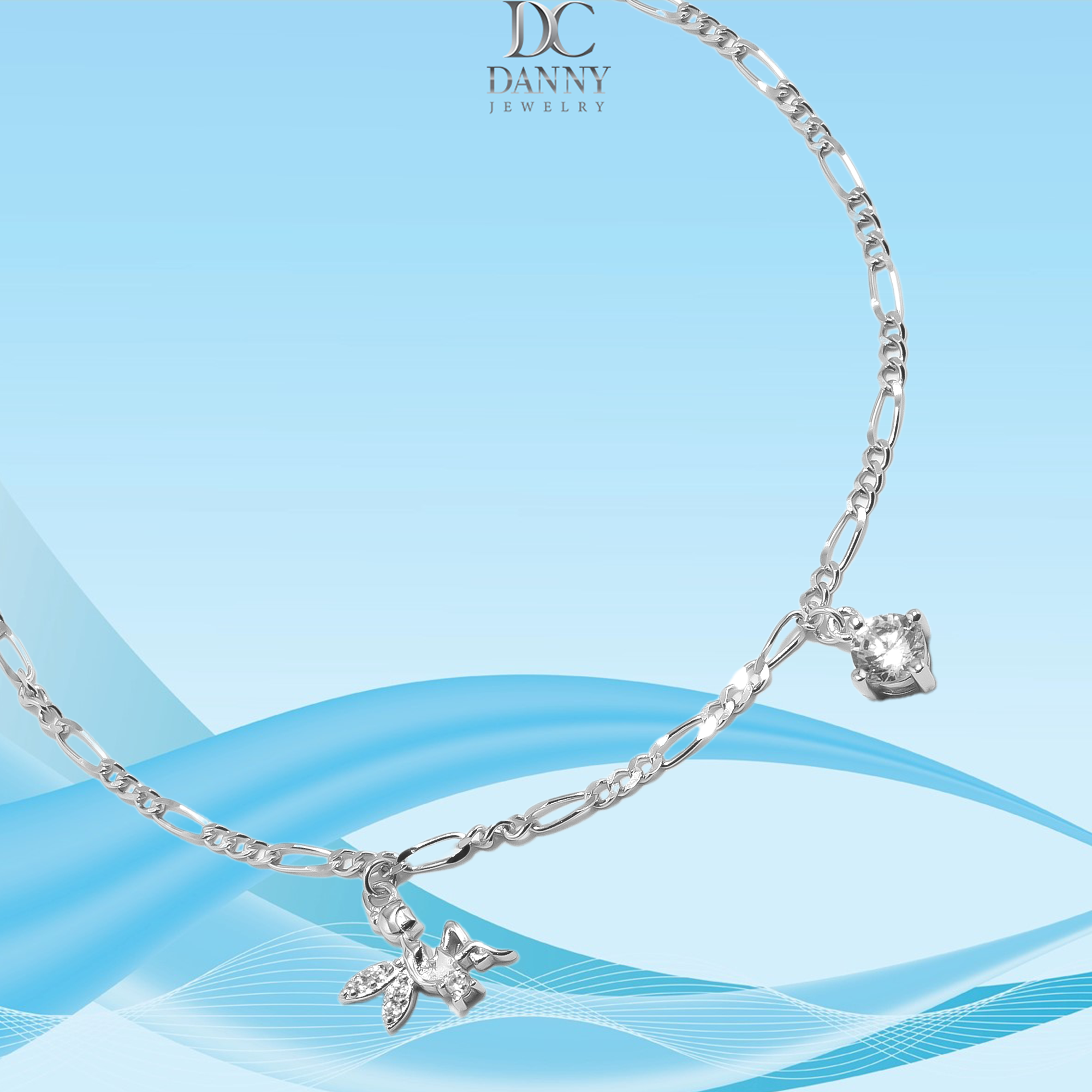 Lắc Tay Danny Jewelry Bạc 925 Xi Rhodium Hoạ Tiết Nàng Tiên Tinker Bell LACY339