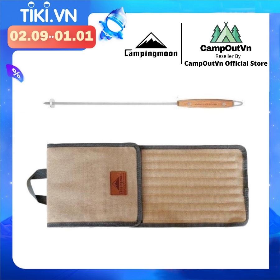 Đồ cắm trại bộ 8 xiên nướng BBQ campingmoon campoutvn du lịch dã ngoại có túi sang trọng đựng kèm glamping không rỉ sét hợp vệ sinh A185