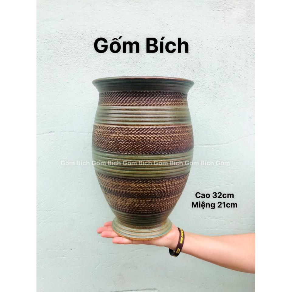 Bình Hoa Lọ Hoa Miệng Rộng Kèm Đôn Men Mộc Vẽ Hoa Nhiều Mẫu Gốm Sứ Bát Tràng - Gốm Bích
