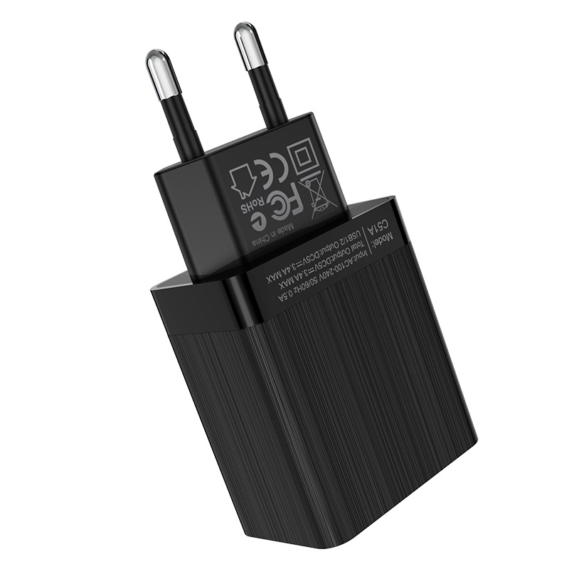Cốc sạc Hoco 2 cổng USB sạc nhanh 3.4A MAX C51A cho iPhone/iPad/Samsung/Huawei/Xiaomi/Android - Hàng chính hãng