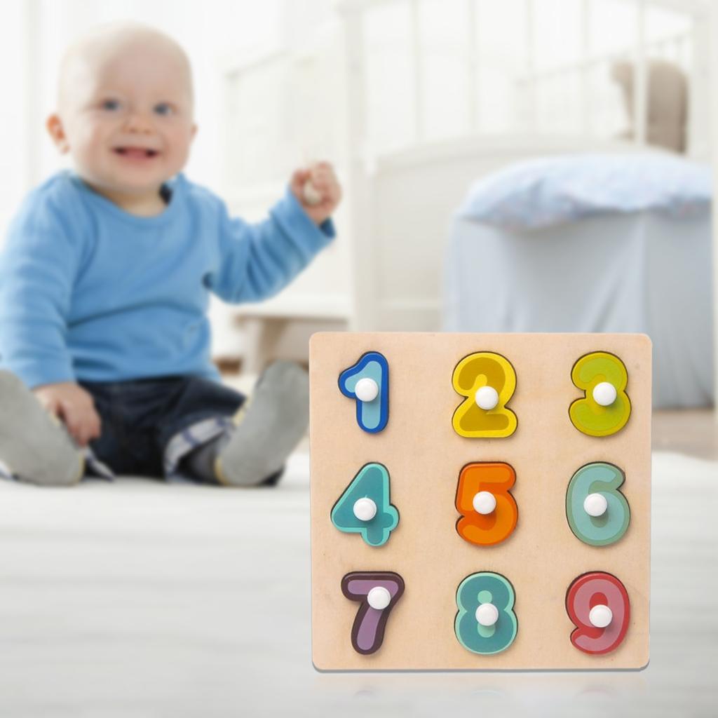 Wooden Sensory Toys Peg Puzzle Board Shapes Matching Knob Puzzles for Kids Early Education