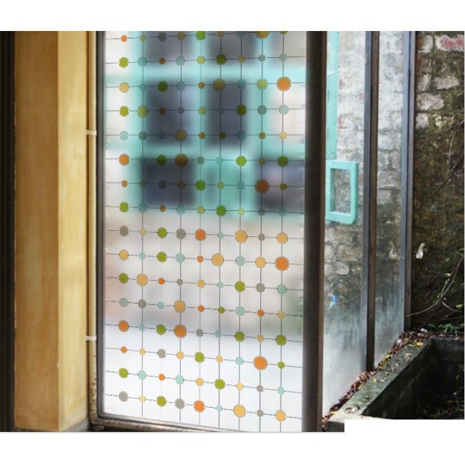 Decal dán kính cao cấp - họa tiết Vòng tròn nhỏ lớn nối nhau nhiều màu