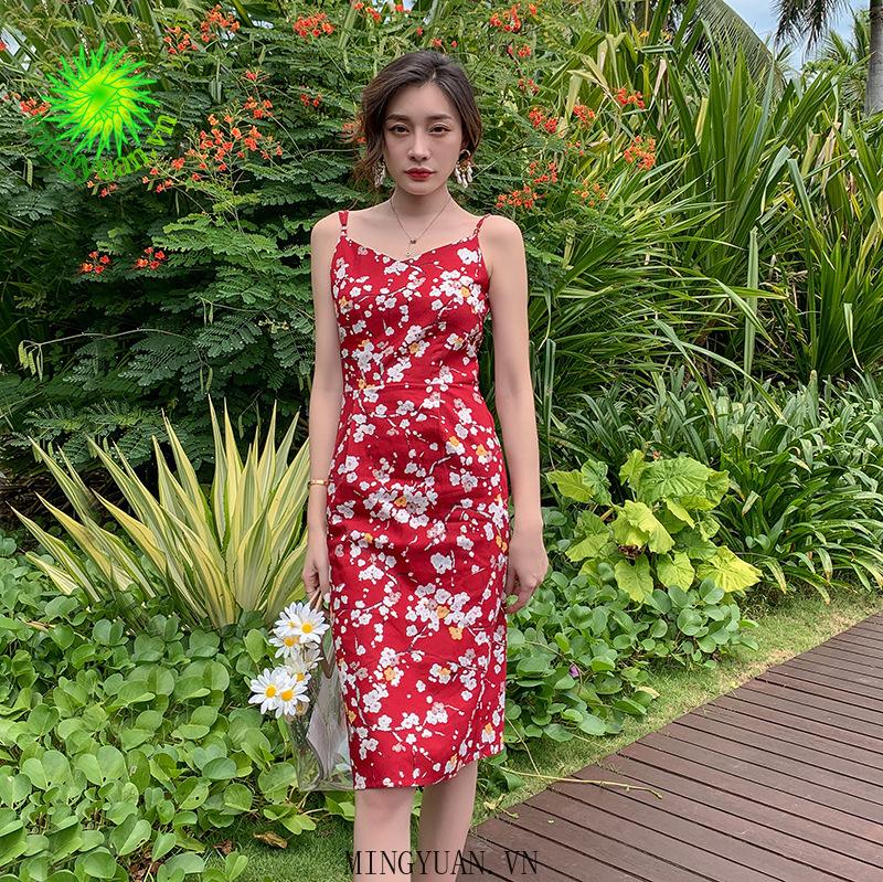 Đầm Voan Cổ Tim In Họa Tiết Hoa Thanh Lịch Dành Cho Nữ