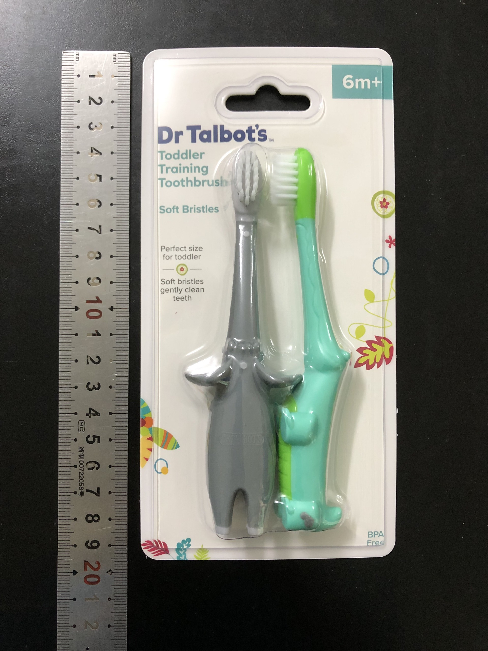 [ 18061- Dr Talbot's ] Bộ 2 bàn chải đánh răng hình con voi và hình con cá sấu cho trẻ từ 6 tháng tuổi trở lên