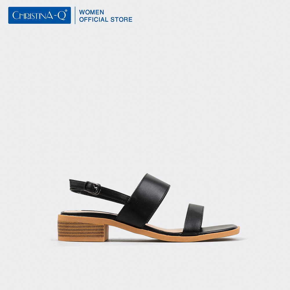 Giày Sandals Nữ Gót Phối Vân Gỗ ChristinA-Q XDN282