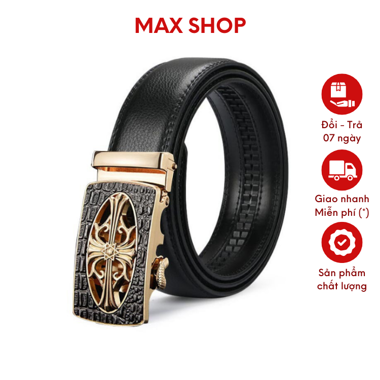 Thắt Lưng Nam Dây Nịt Nam Da Bò Họa Tiết Cây Thánh Giá Sang Trọng Lịch Lãm