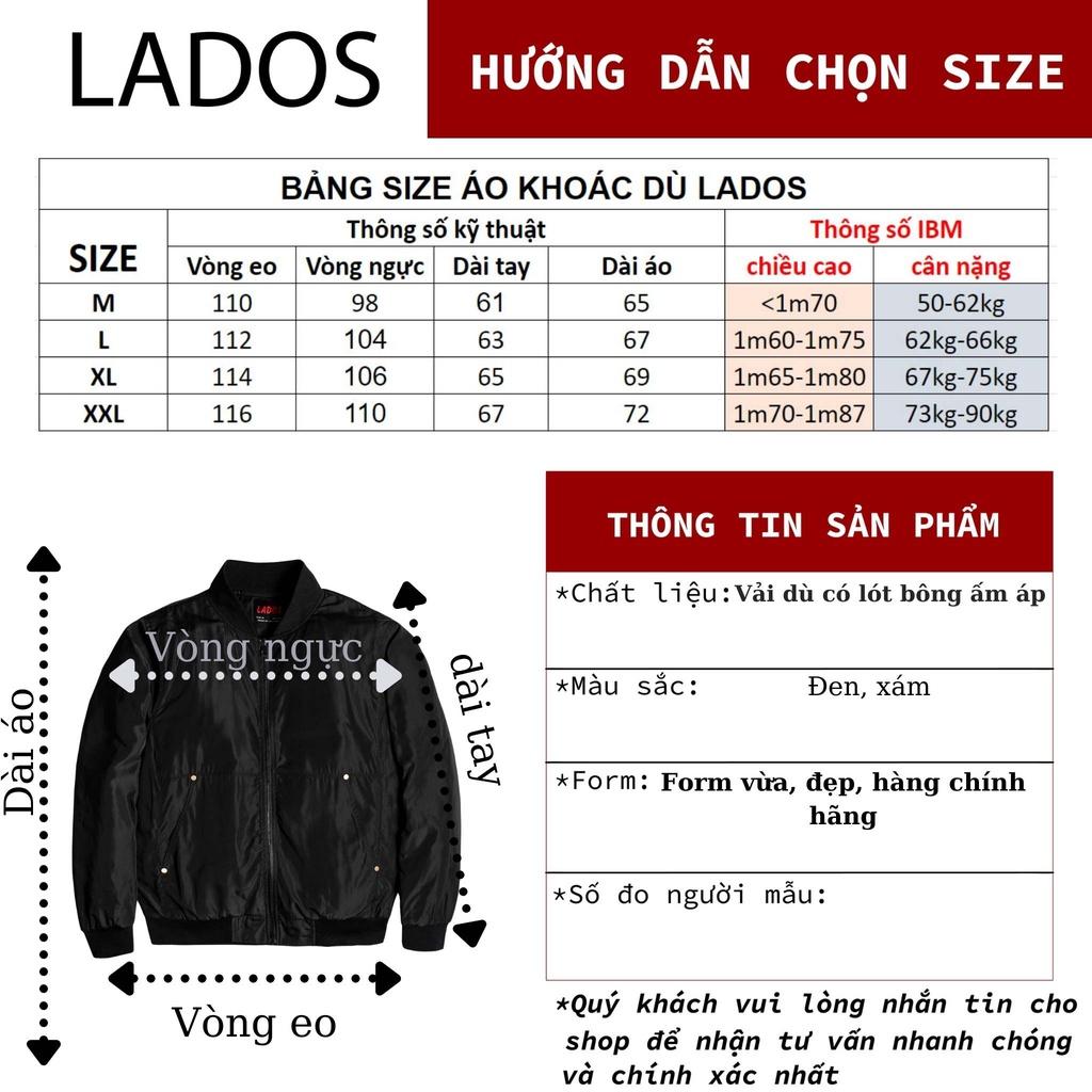 Áo khoác phao dù trơn Bomber Lót gòn ấm áp LADOS -LD2064 mùa đông, dày mặn, phong cách Hàn