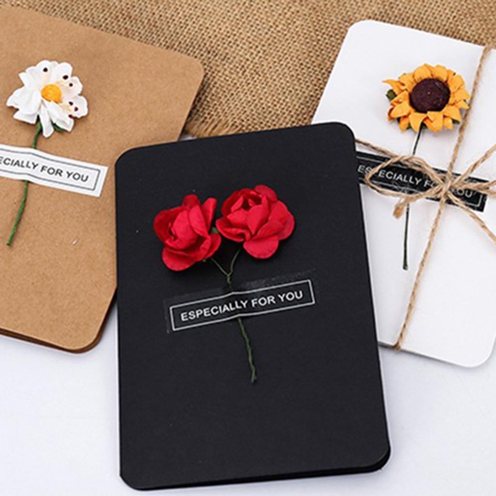 5 Pieces Handmade Greeting Cards Invitation Cards with Dried Flower Embellishments for Wedding Party, Graduation, Holiday, Birthday - 146 x 100mm