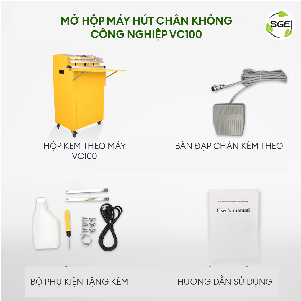 Máy ép chân không công nghiệp VC100-80. Tính năng hút chân không, thổi khí nitơ, hàn miệng túi khác nhau. Hàng chính hãng Thái Lan