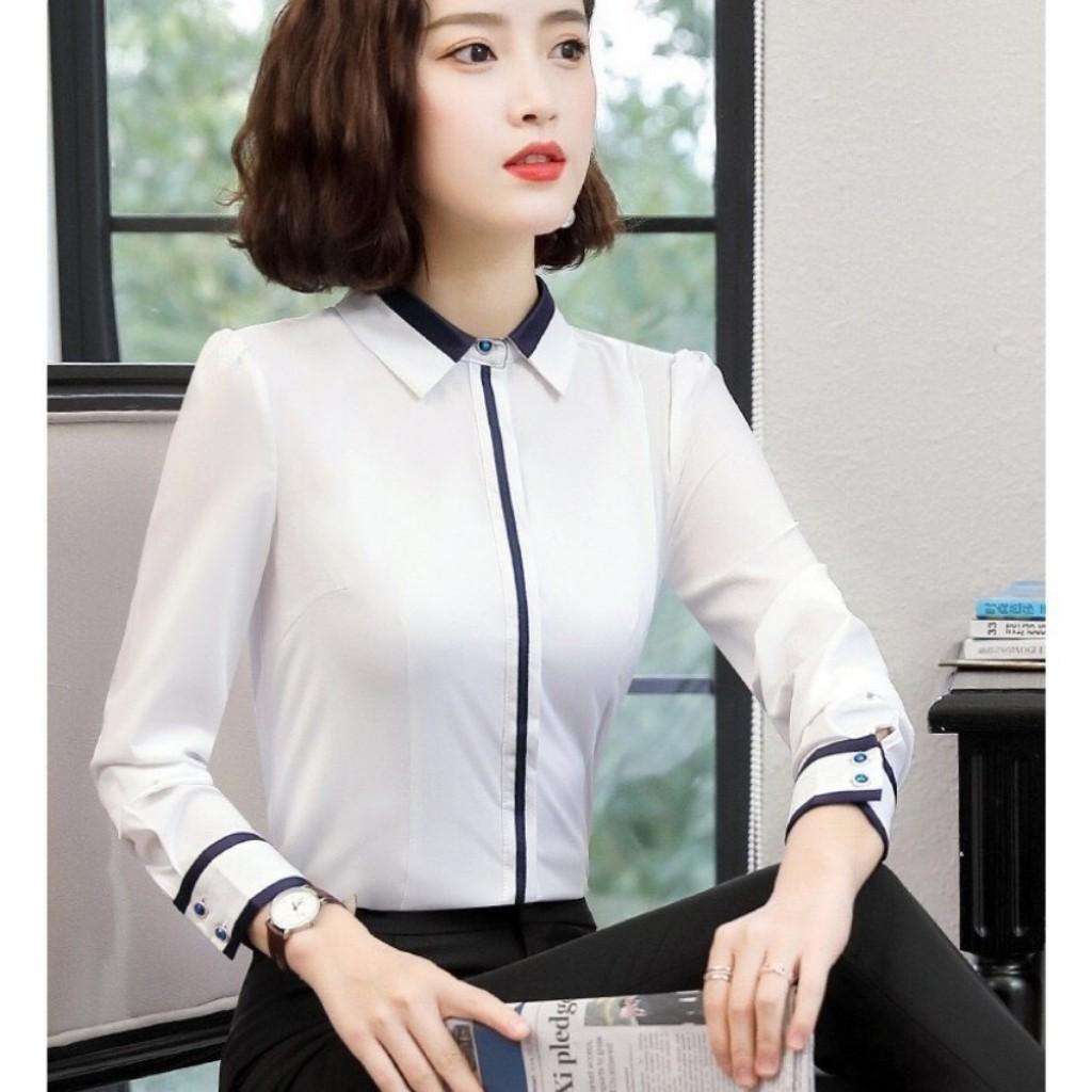 Áo Sơ Mi Nữ Dài Tay Viền Nẹp Hai Tay 02 Thiết Kế Duyên Dáng, Sang Trọng