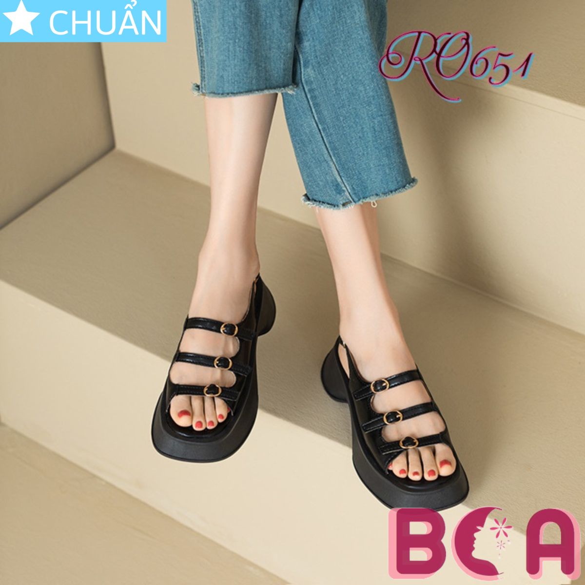 Xăng đan bánh mì nữ đế cao su mềm cao gót 4 phân RO651 ROSATA tại BCASHOP thiết kế năng động, trẻ trung và tôn dáng cực