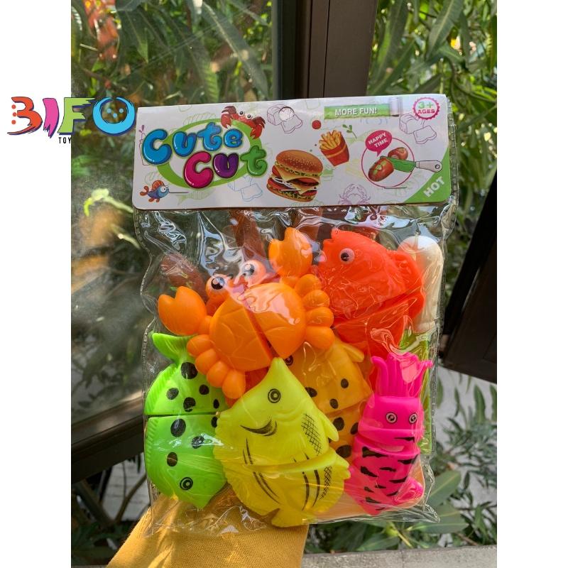 Bộ đồ chơi cắt tôm cua cá nhựa đẹp an toàn cho bé vui chơi đồ chơi nấu ăn nhập vai