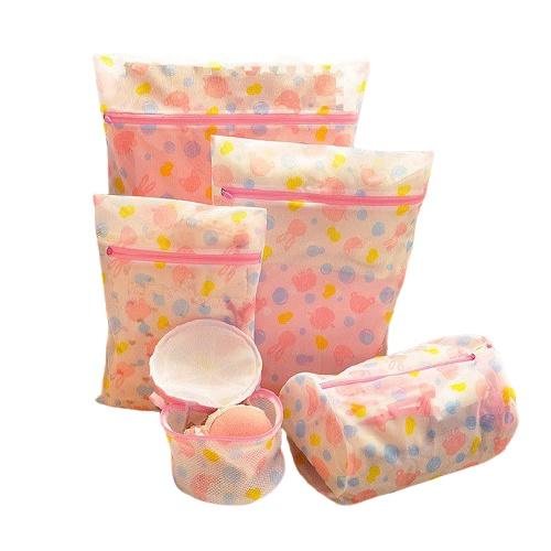 Combo Set 5 Túi Lưới Giặt Bảo Vệ Quần Áo Họa Tiết Hình Hoa Dùng Trong Giặt Giũ