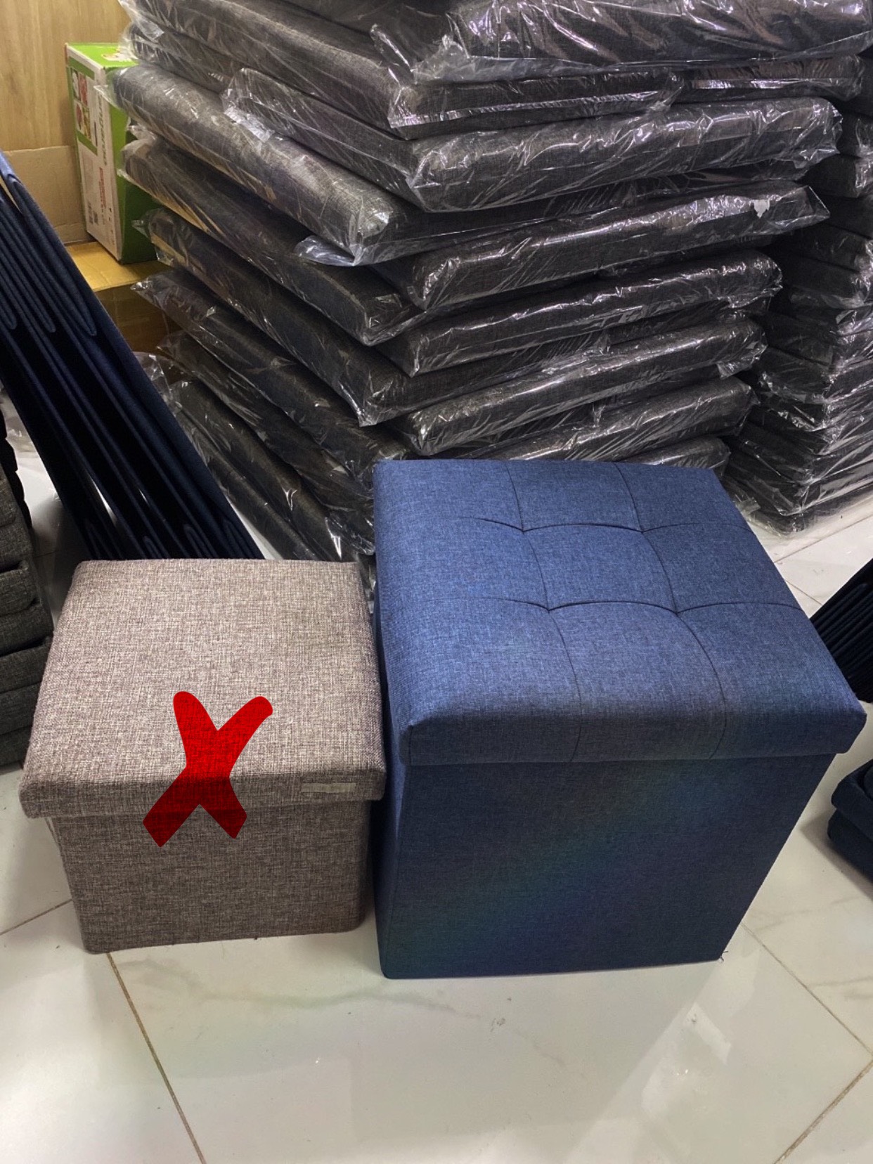 Bộ 2 ghế sofa kiêm thùng hộp đựng đồ hàng Việt Nam size XL 70x39xcao40cm & size L 39x39xcao40cm chất vải Oxford 600D