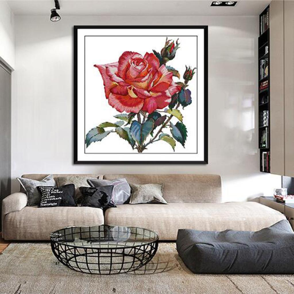 Stamped Cross Stitch Rose Flower Pattern Christmas Gifts 11CT 54x56cm