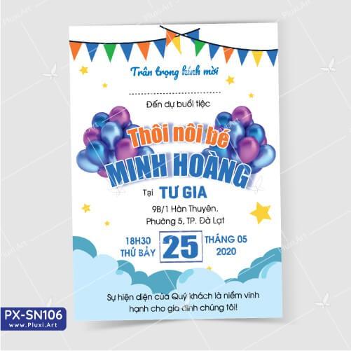 Thiệp thôi nôi – sinh nhật theo yêu cầu Pluxi