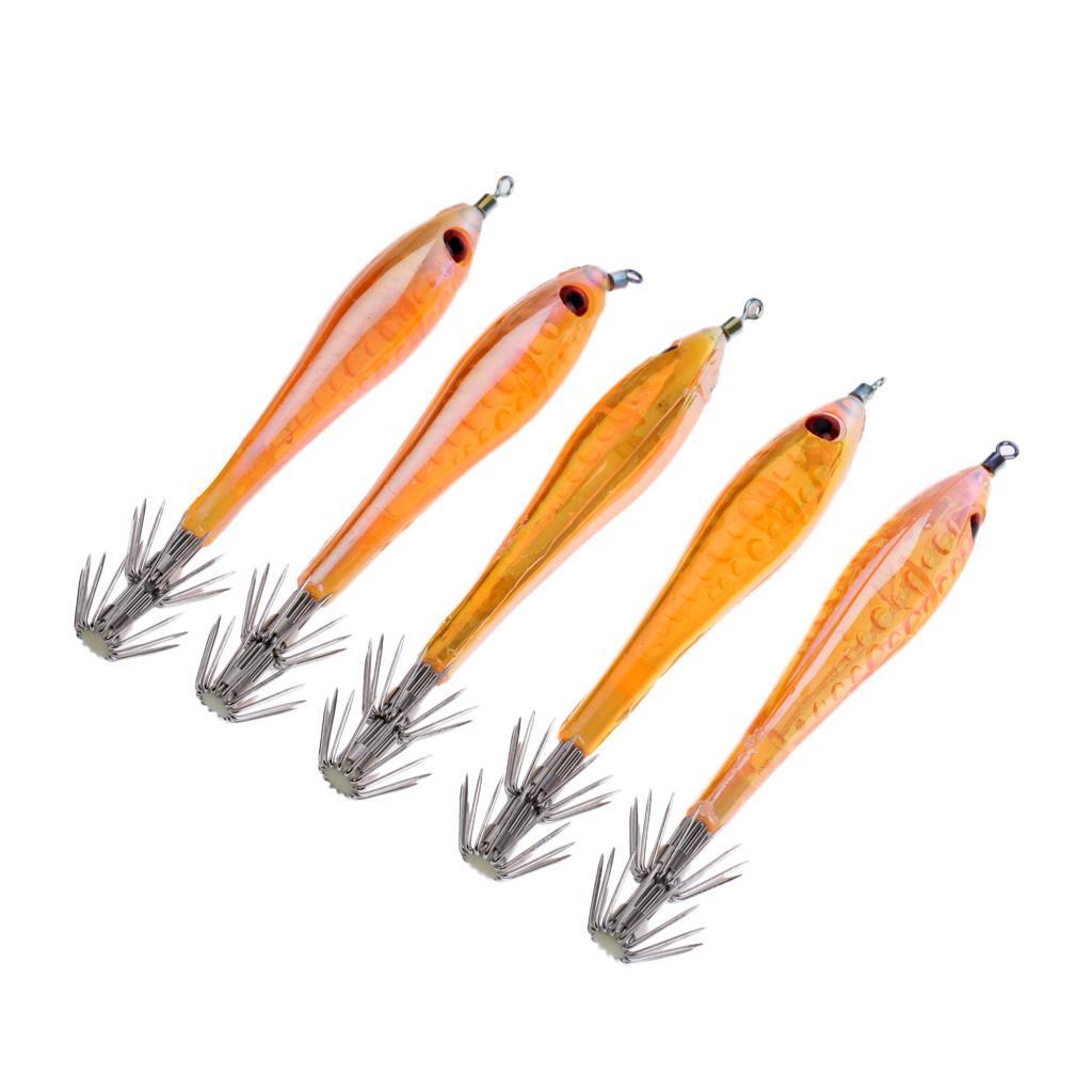 10pcs Luminous Fishing Lure Bait Squid Jig Hook Glow in Dark for Sleeve-Fish Octopus Cuttlefish