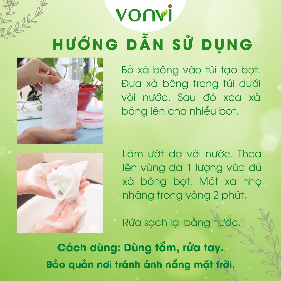 Xà Bông Thảo Dược Mướp Đắng VONVI Xà Phòng Thảo Dược Khổ Qua Giảm Mụn Lưng Làm Sạch Cơ Thể Dưỡng Da Hương Sả 100g