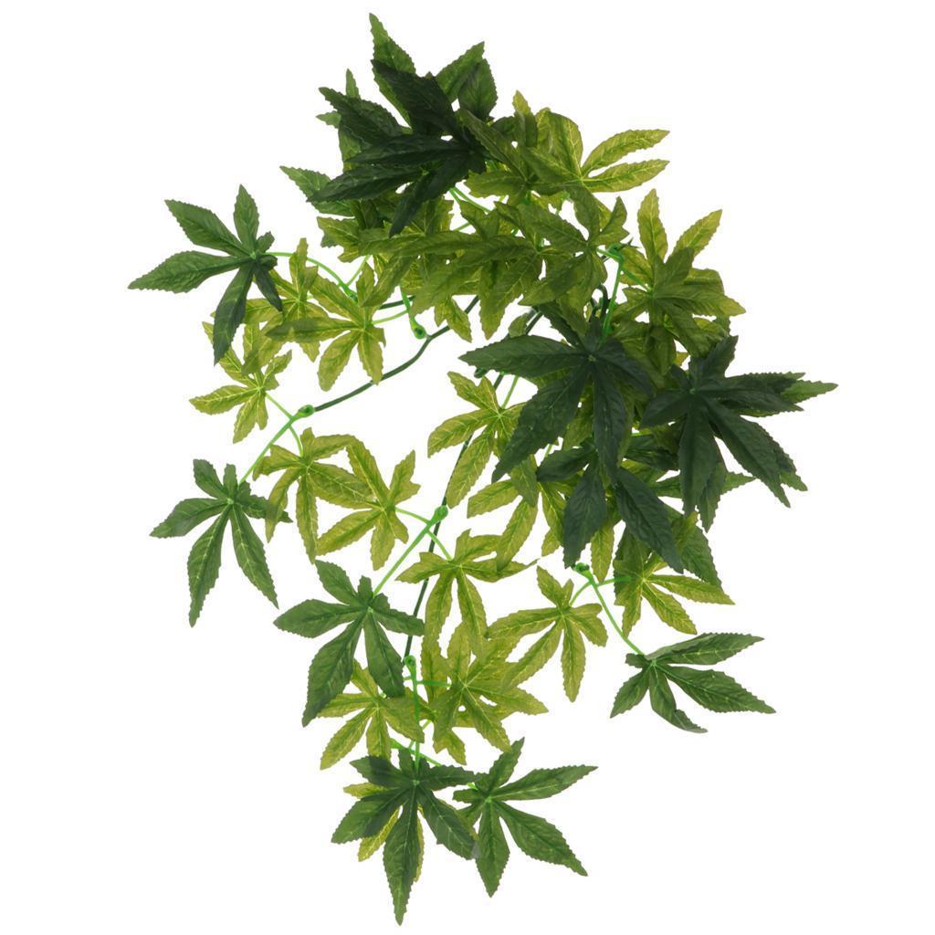 Set of 2, Reptile Terrarium Leaves Vines Vivarium Ornament Fake Plant Decor