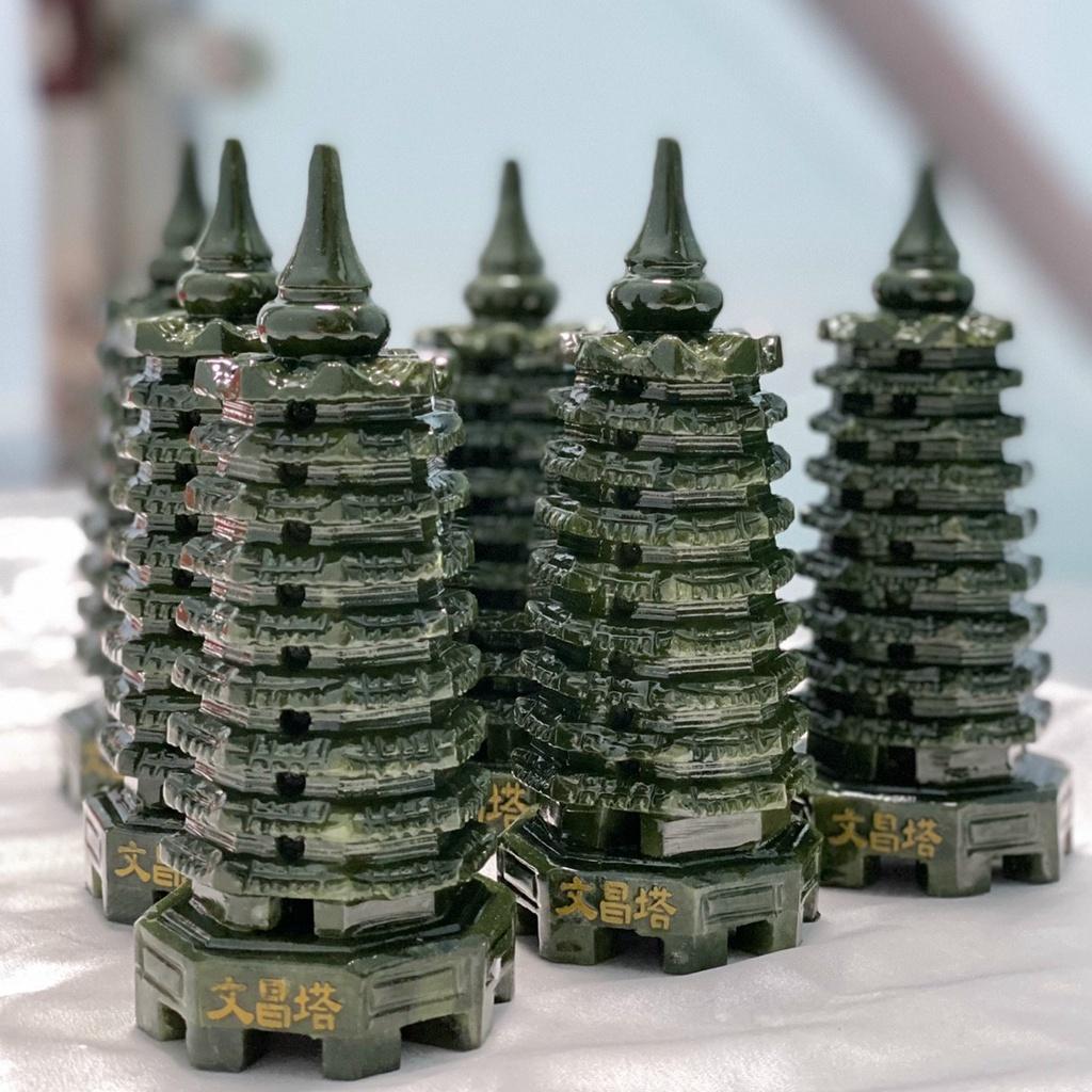 Tháp Văn Xương đá ngọc Serpentine - cao 15cm