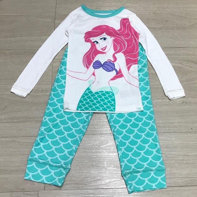 Bộ cotton dài tay bé gái tiên cá BD9