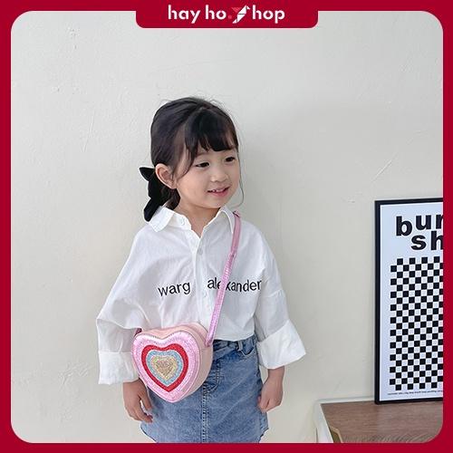 Túi đeo chéo túi xách bé gái mẫu giáo hình trái tim siêu xin cute phong cách Hàn Quốc 2022